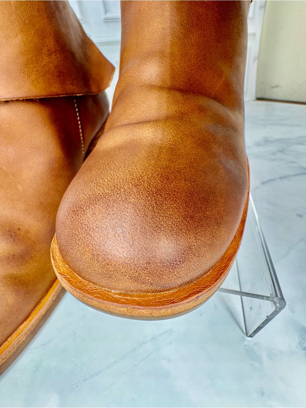 Kork-Ease Seri Leather Booties Brown Cognac Block Heel 9.5 Fall Favorite! - Picture 7 of 12
